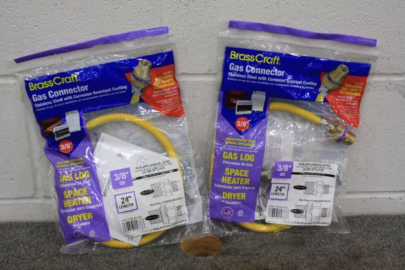 lot 130 image: BrassCraft Gas Connector Hoses  2 Qty NEW