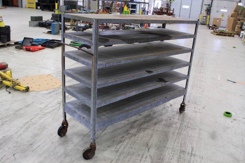 lot 136 image: Heavy Duty Metal Shelving on Casters