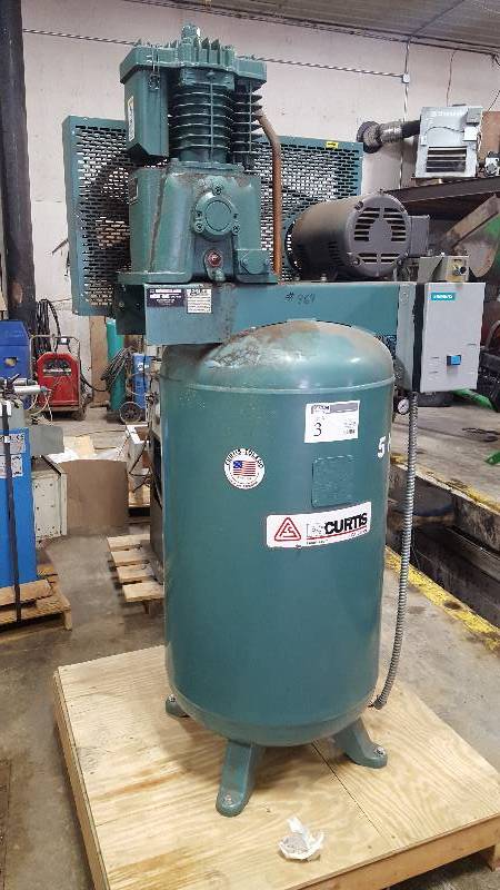 lot 3 image: FS Curtis CA Brand, Vertical 80 Gallon Tank Air Compressor
