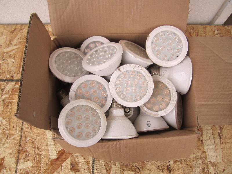 Box of LED floodlights, installed l...