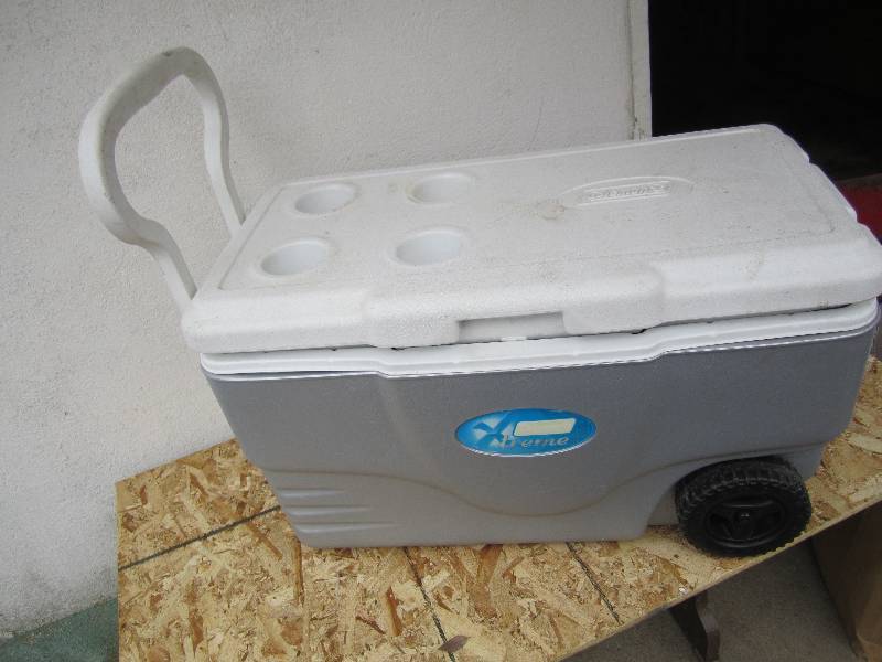 Coleman cooler on wheels...