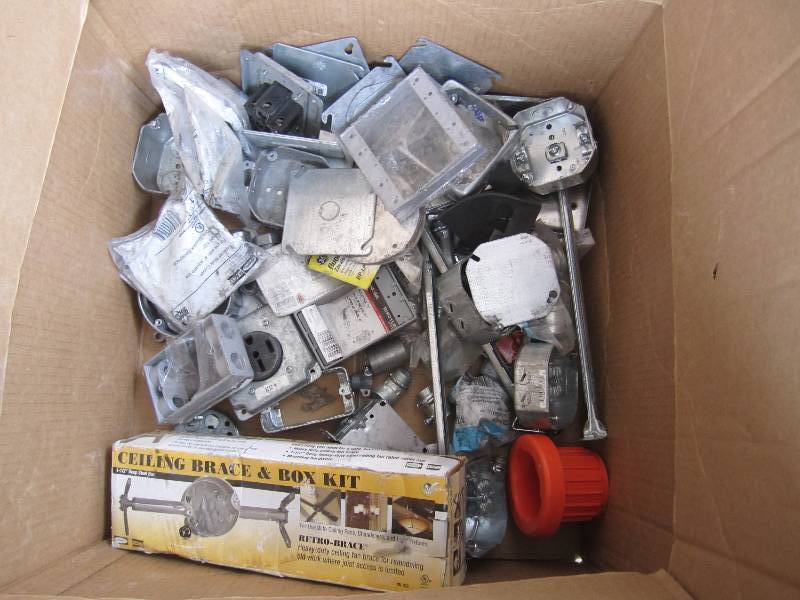 Lot of metal electrical boxes and c...