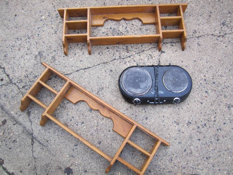 2 wall display shelves and a Faberw...