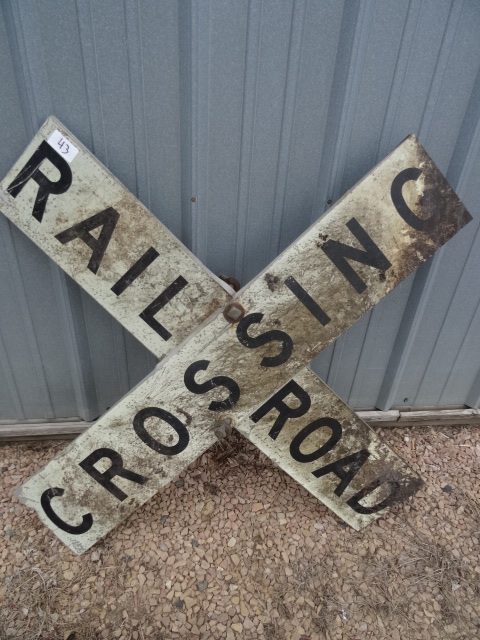 lot 43 image: Vintage railroad crossing sign. ...