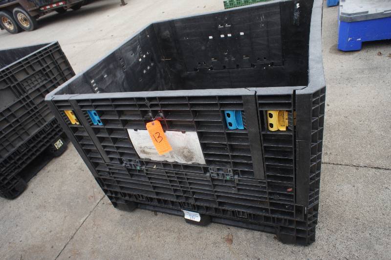 HEAVY DUTY PLASTIC STORAGE   SHIPPING CONTAINER - COLLAPSIBLE SIDES - 44 X 46 X 34