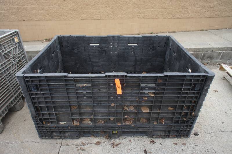 HEAVY DUTY PLASTIC STORAGE   SHIPPING CONTAINER - COLLAPSIBLE SIDES - 47 X 68 X 34