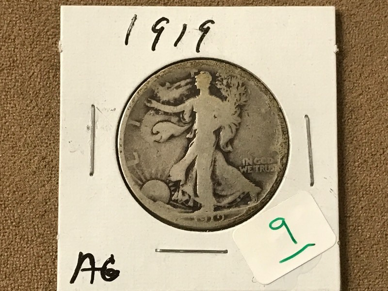 1919 Half Dollar, Readable Date-Let...