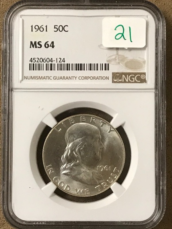 1961 Franklin Half Dollar, NGC MS64...