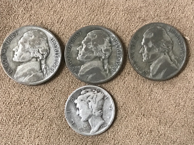 Lot Of (3) 1944 Nickels & (1) 1944...