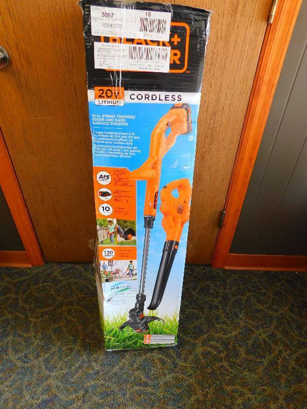 lot 6 image: Black & Decker 20V Max 1.5 Ah Cordless Lithium-Ion String Trimmer and Sweeper Combo Kit