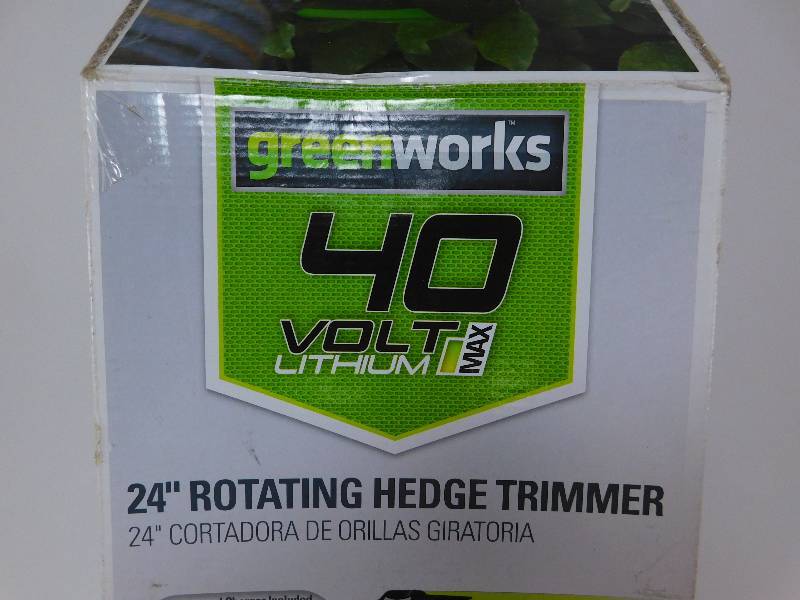 lot 36 image: Greenworks G-Max 40 Volt Li-ion Cordless 24in. Hedger - Rotates 180°