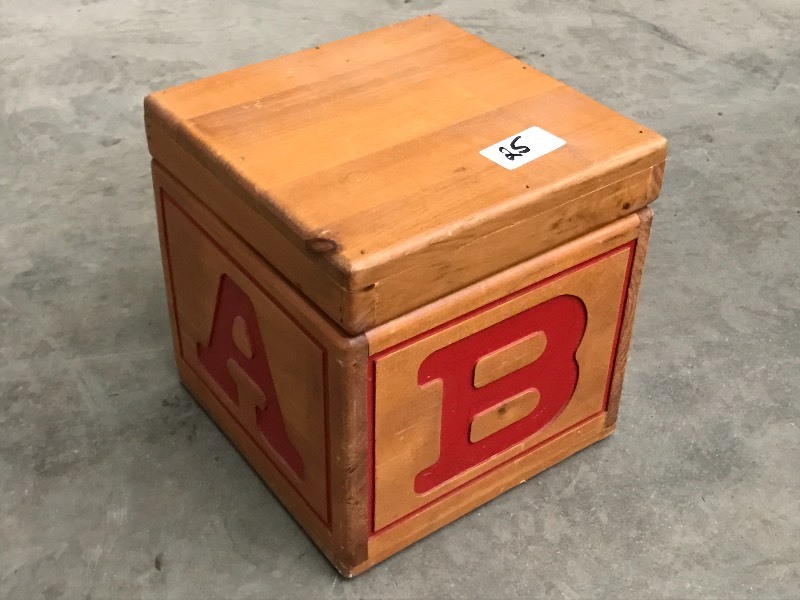 lot 25 image: 12x12x12 A-B-C Toddlers Wooden T...