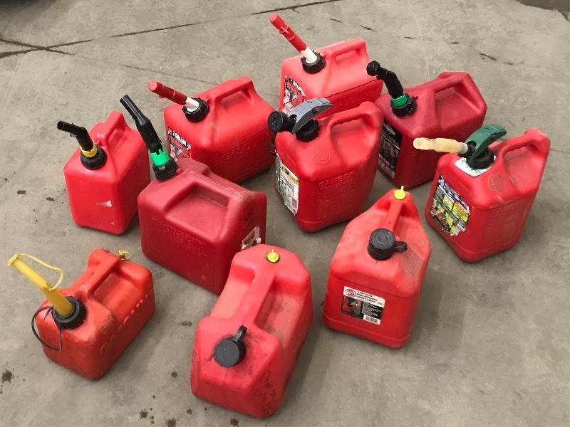 lot 72 image: Lot Of ( 10 ) Gas Cans ...