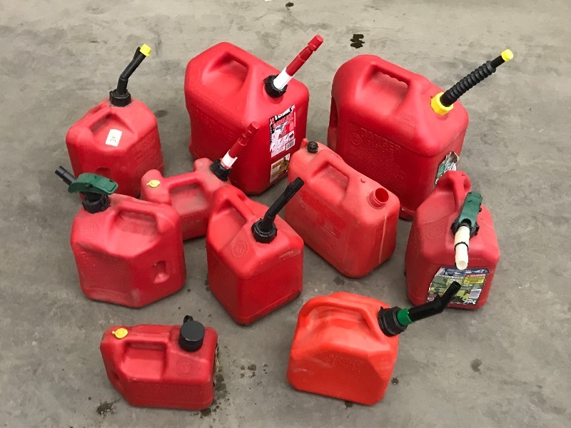 lot 73 image: Lot Of ( 10 ) Gas Cans ...