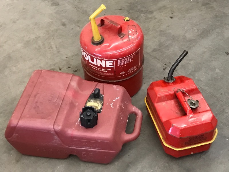 lot 76 image: Lot Of ( 2 ) Steel Gas Cans & (1) 6...