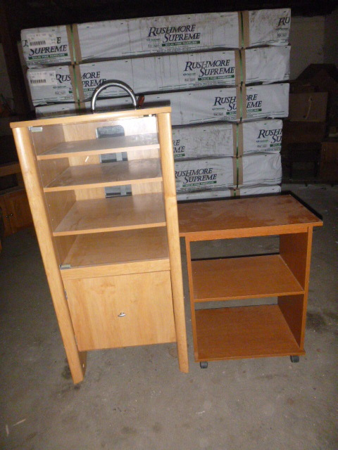 lot 131 image: Entertainment Center and Microwave Cart