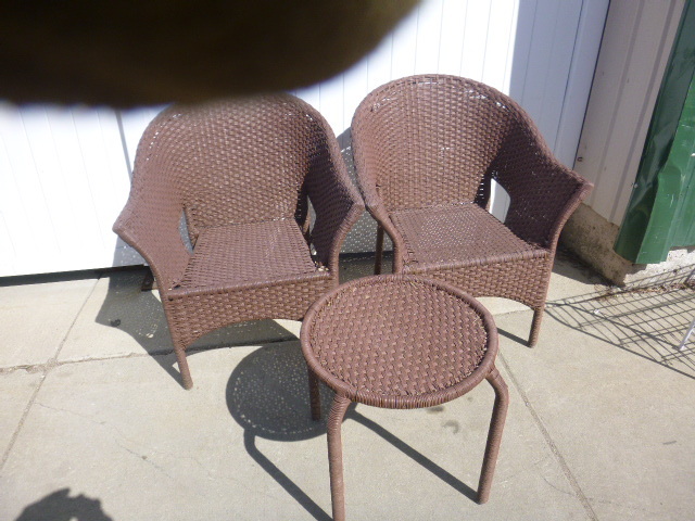 lot 156 image: 2 Wicker Chairs and Small Table