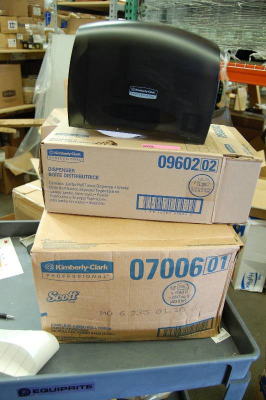 lot 18 image: Jumbo Roll Toilet Tissue & Dispenser