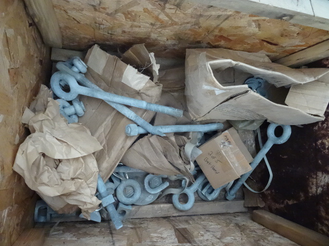 Large eye bolts. Washers and nuts...