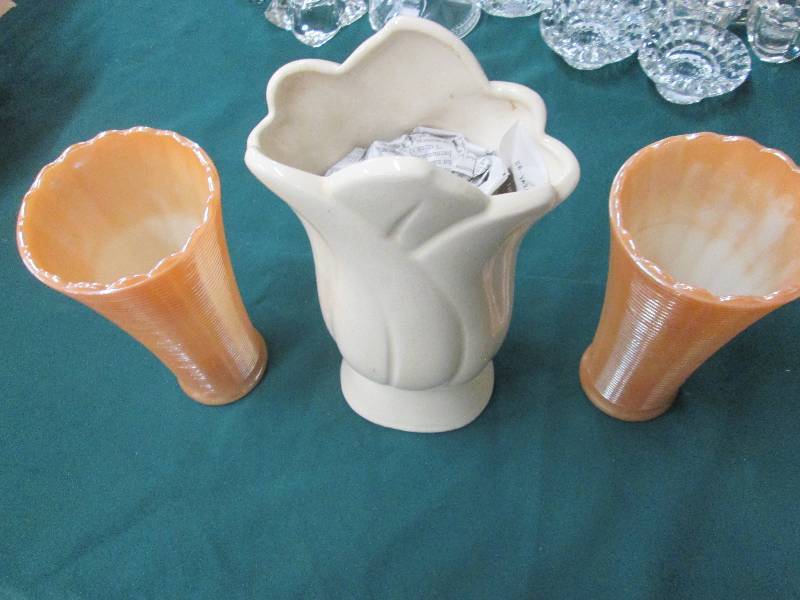Lot of 3 Vases 2 Seven Inch Gold ,...