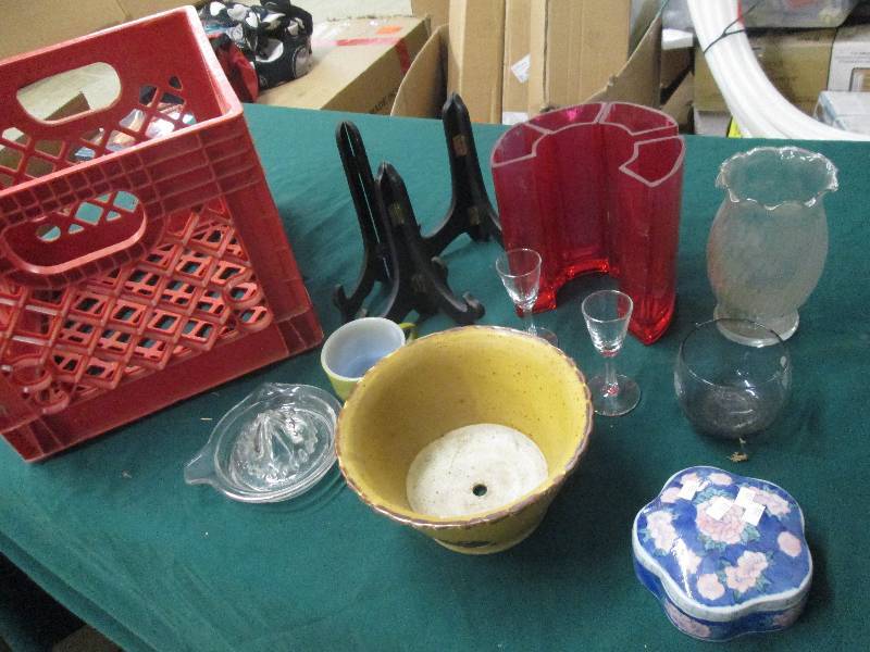 Milk Crate containing Vases, 2 Cord...