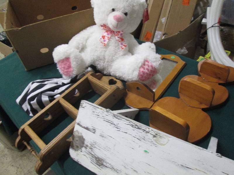 Sitting Teddy Bear, Mirrored wooden...