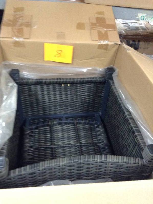 lot 8 image: Brown Jordan Northshore Patio Dining Chair with Harvest Cushions (2-Pack)