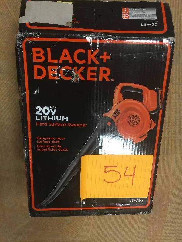 lot 52 image: Black & Decker Sweeper open box never used