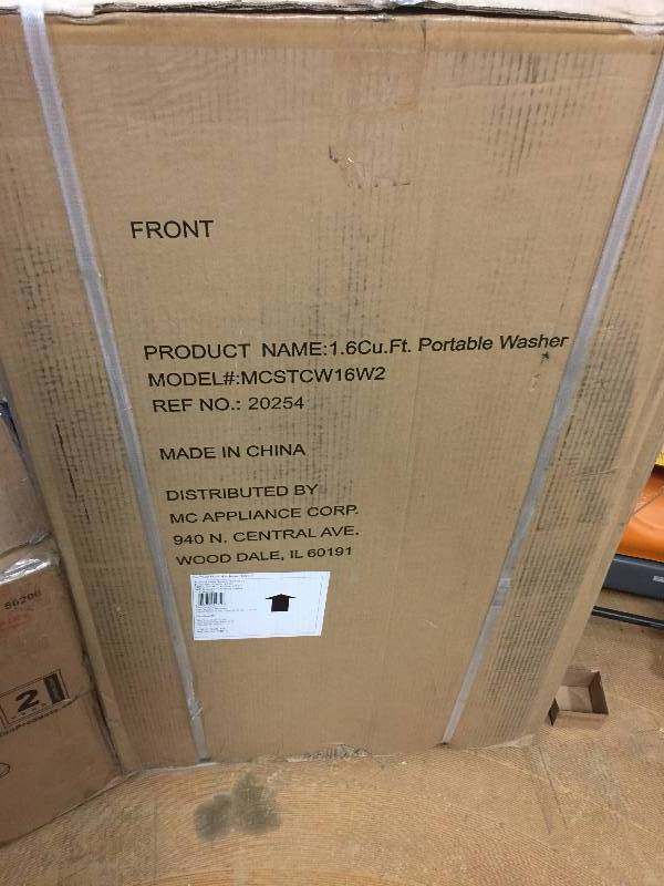 lot 71 image: Magic Chef Compact 1.6 cu. ft. Top Load Washer in White with Stainless Steel Tub open box never used
