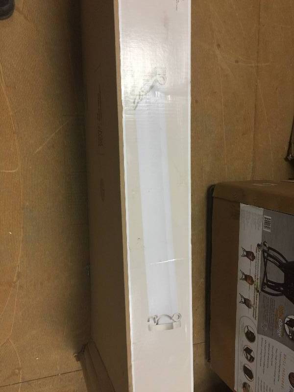 lot 54 image: Hampton Bay Regency 4-Light Brushed Nickel T8 Fluorescent Ceiling Light open box never used
