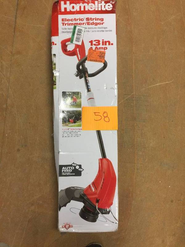lot 58 image: Homelite 13 in. 4 Amp Straight Electric String Trimmer  used in working conditions