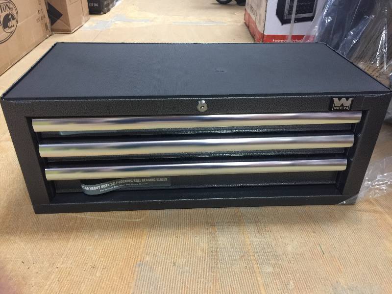 lot 59 image: WEN 26 in. 3-Drawer Intermediate Chest, Powder Coat Black never used
