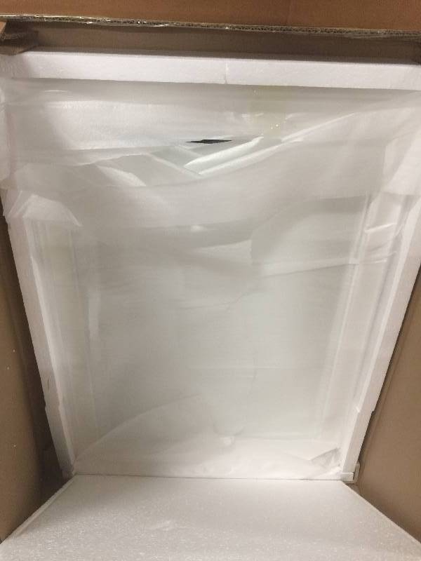 lot 4 image: Home Decorators Collection Gazette 32 in. L x 24 in. W Framed Wall Mirror in White open box never used