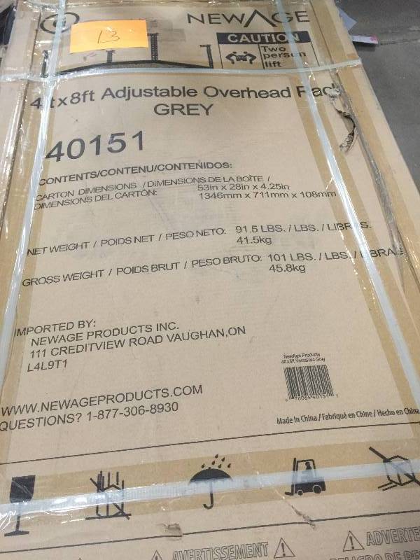 lot 13 image: NewAge Products Performance 96 in. L x 48 in. W x 42 in. H Adjustable VersaRac Ceiling Storage Rack in Gray New