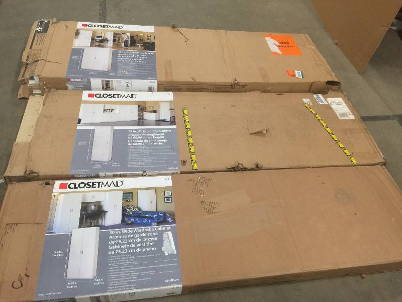 lot 14 image: Lot of 3 ClosetMaid Cabinet  custumer returns unit un tested
