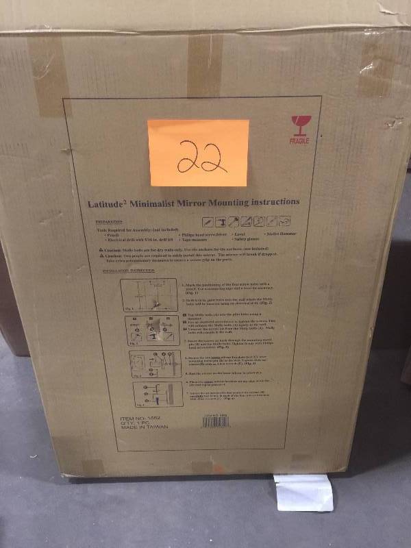 lot 22 image: Gatco Latitude II 22 in. Mirror in Satin Nickel Model#  1562  open box never used