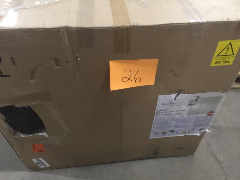 lot 26 image: Croydex 30 in. W x 26 in. H x 5-14 in. D Frameless Aluminum Recessed or Surface-Mount Medicine Cabinet with Easy Hang System open box never used