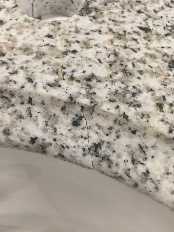 lot 27 image: Pegasus 37 in. W Marble Vanity Top  small crack on the top side please review the pictures
