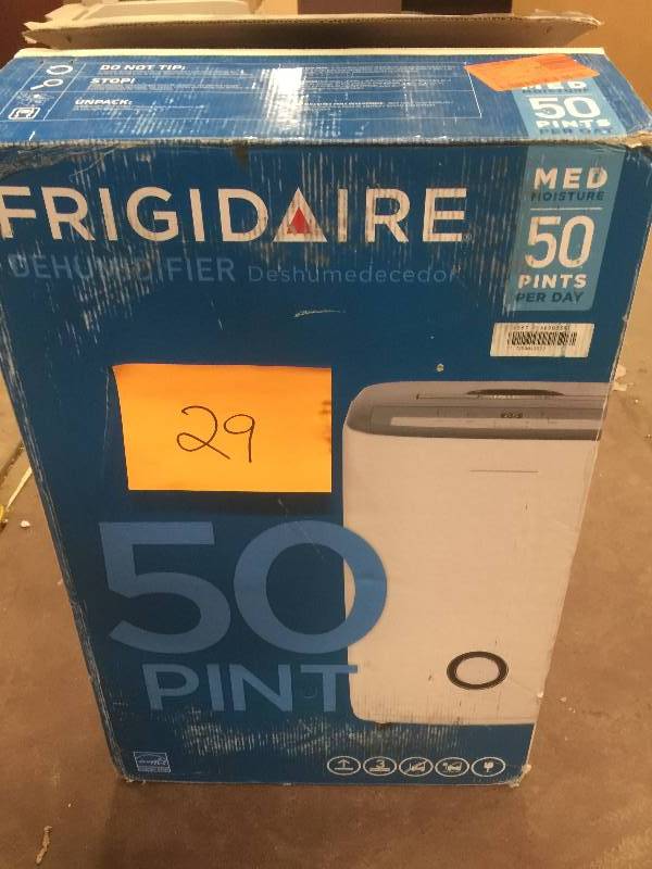 lot 29 image: Frigidaire 50-Pint Dehumidifier open box never used