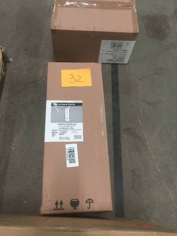 lot 32 image: Foremost Series 1920 Vitreous China Pedestal Sink Combo in Biscuit  open box never used