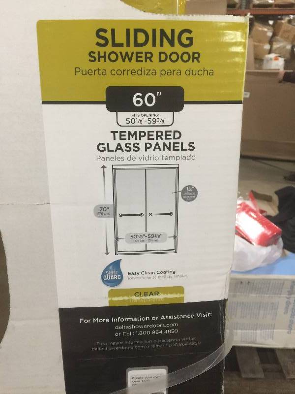 lot 35 image: Delta 60 in. Sliding Shower Door Glass Panels in Clear (1-Pair) Model # SDGS060-CL-R