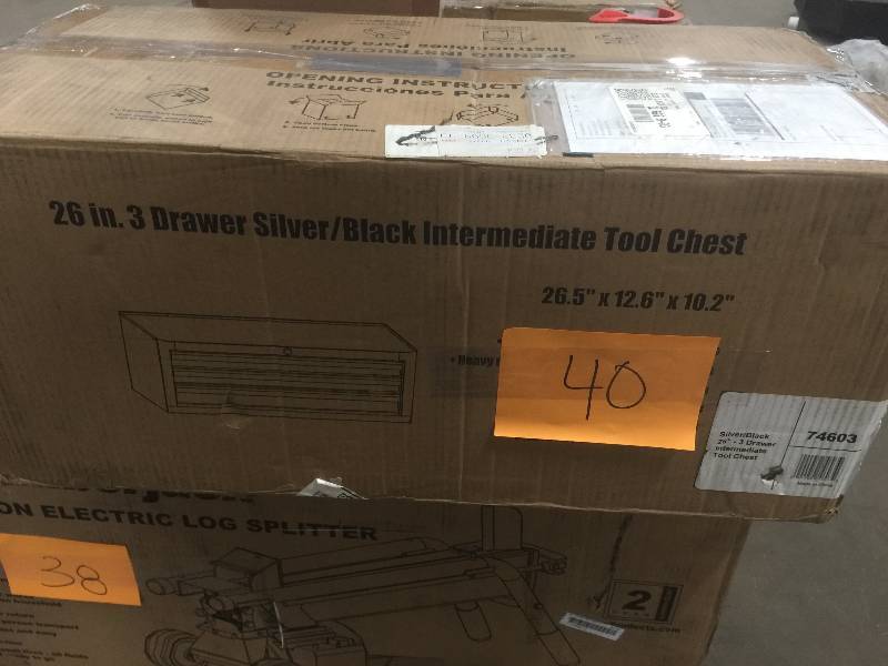 lot 40 image: WEN 26 in. 3-Drawer Intermediate Chest, Powder Coat Black never used