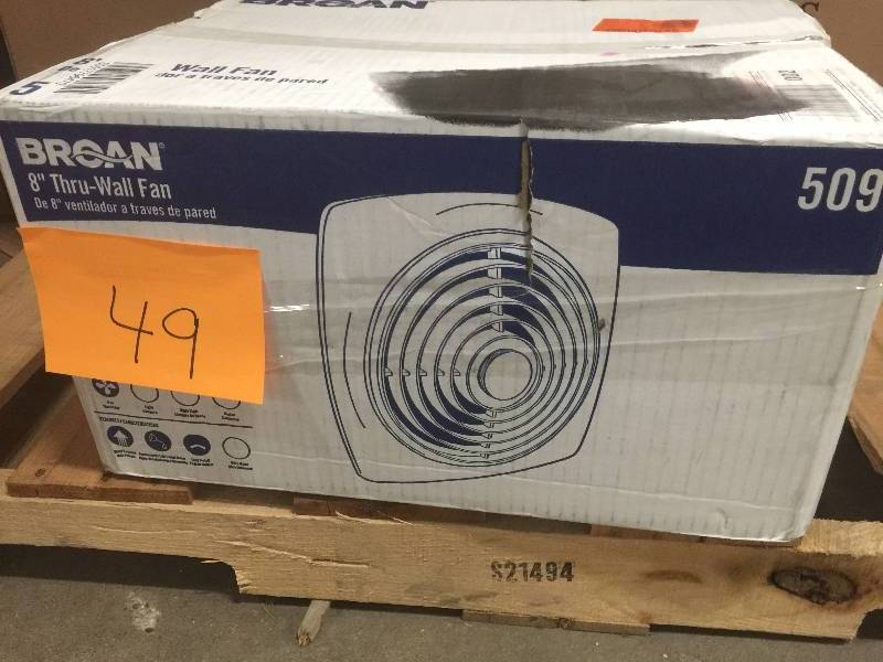 lot 49 image: Broan 180 CFM Through-the-Wall Exhaust Fan no used