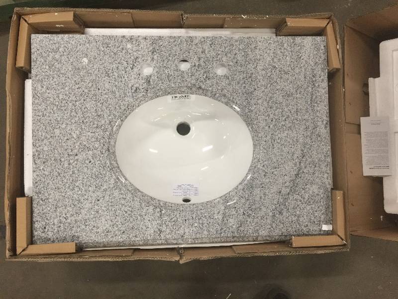 lot 51 image: Pegasus PE31603 31-Inch Napoli Granite Vanity Top with White Bowl and 8-Inch Spread  not used