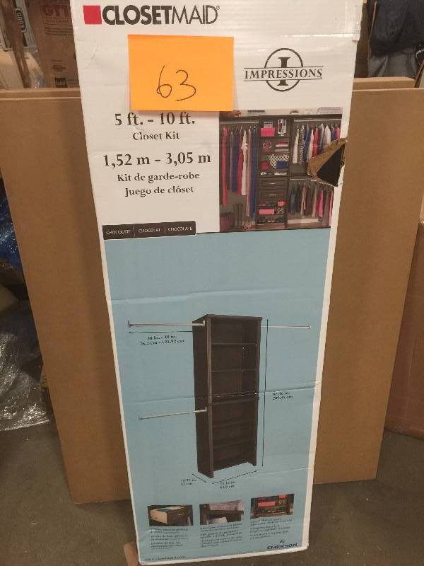 lot 63 image: ClosetMaid Impressions 25 in. Chocolate Closet Kit Model#  3086 not used