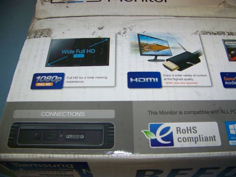 lot 35 image: 21.5, Samsung, 1080p (Full HD), LED, Widescreen Monitor with HDMI - Refurbished in Original Box