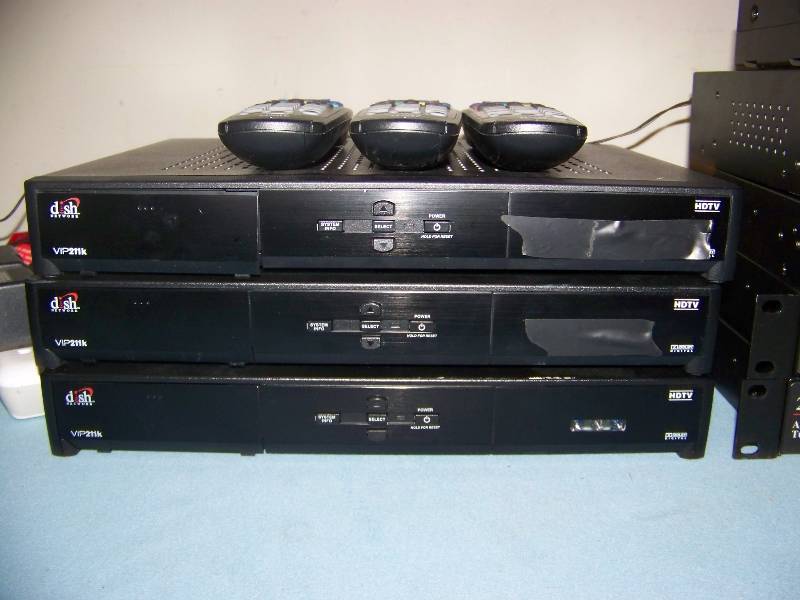 lot 90 image: (3) Dish Network Boxes with Remote Controls, (3) Stereo Transmitters, (3) TV Tuners and more