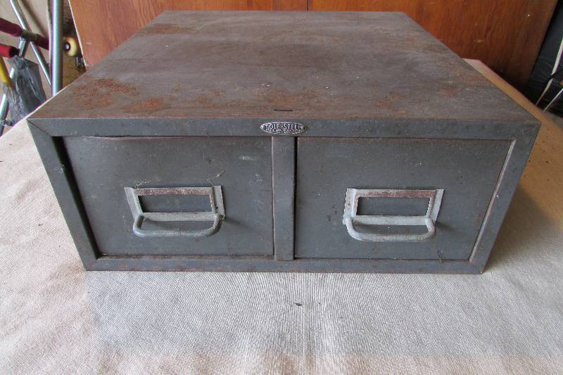lot 2 image: Vintage Steel Storage Drawers