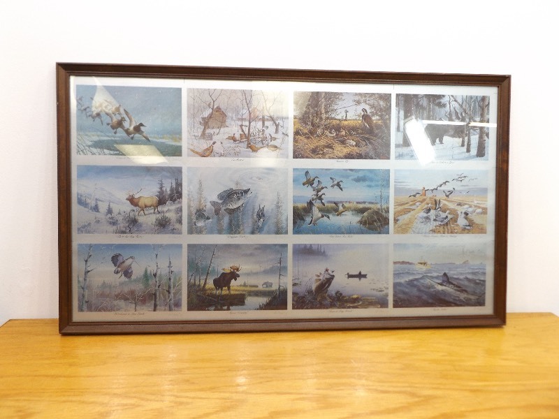 lot 34 image: Wood Framed, Pencil Signed RARE Les Kouba Post Card Compilation Print 