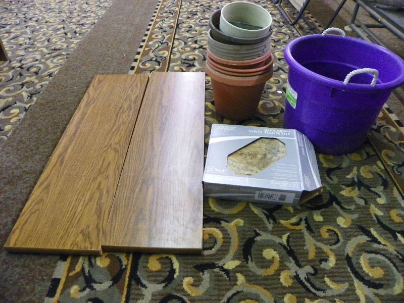 FLOWER POTS, TUB, FLOOR TILE, 2 TABLE LEAVES